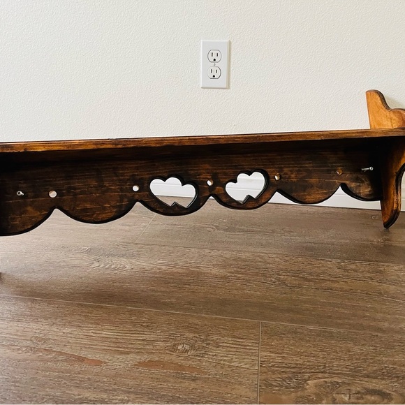 Rustic Brown Wooden Wall Shelf - Picture 2 of 13